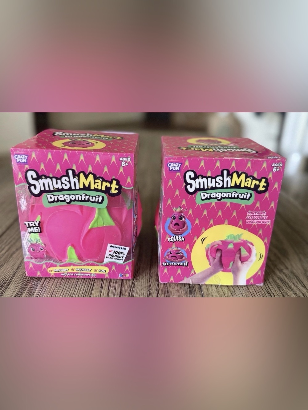 RMS Crazy Fun SmushMart Dragonfruit Squishy Novelty Fidget Squeeze Toy lot of 2